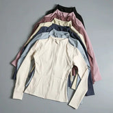 Women's High Elastic Yoga Jacket - Long Sleeve Stand Collar Loose Fit Workout Top - Himpall